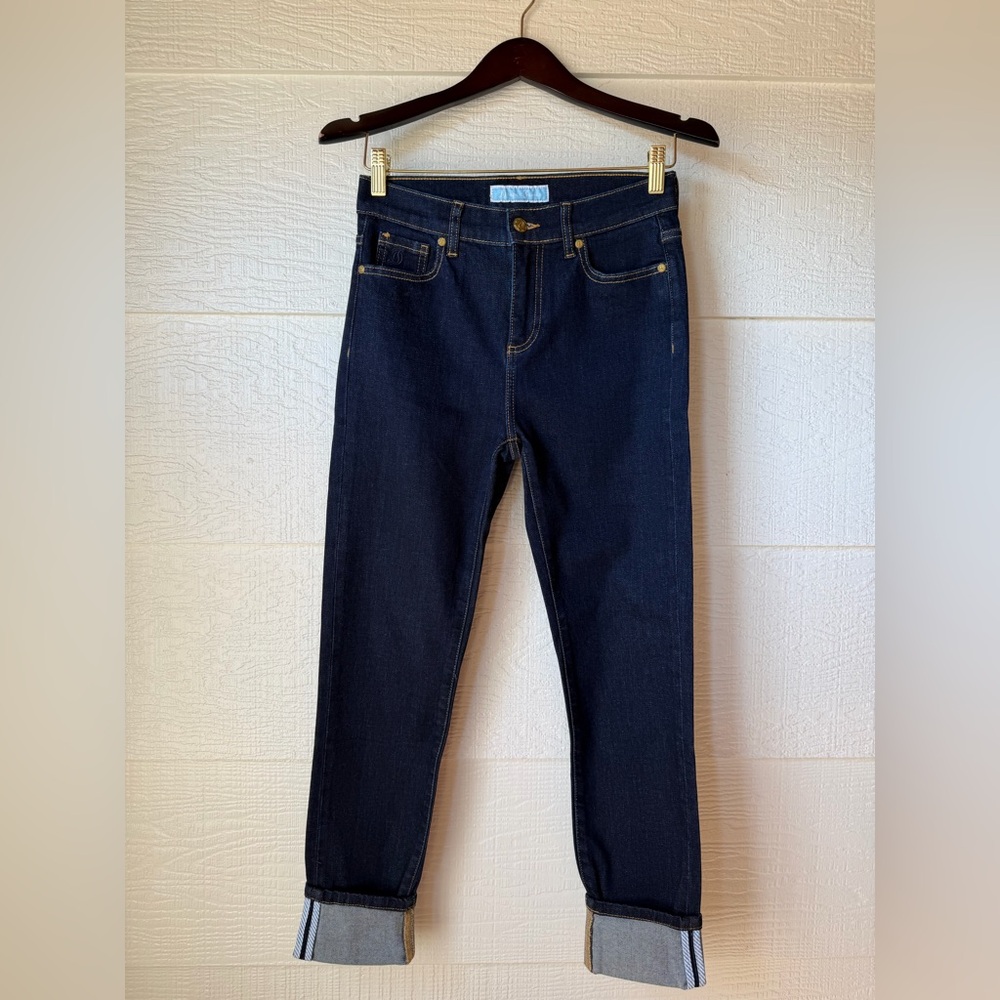 Draper James Dark Wash Cuffed Jeans Size 26 26” Inseam Gently Used
